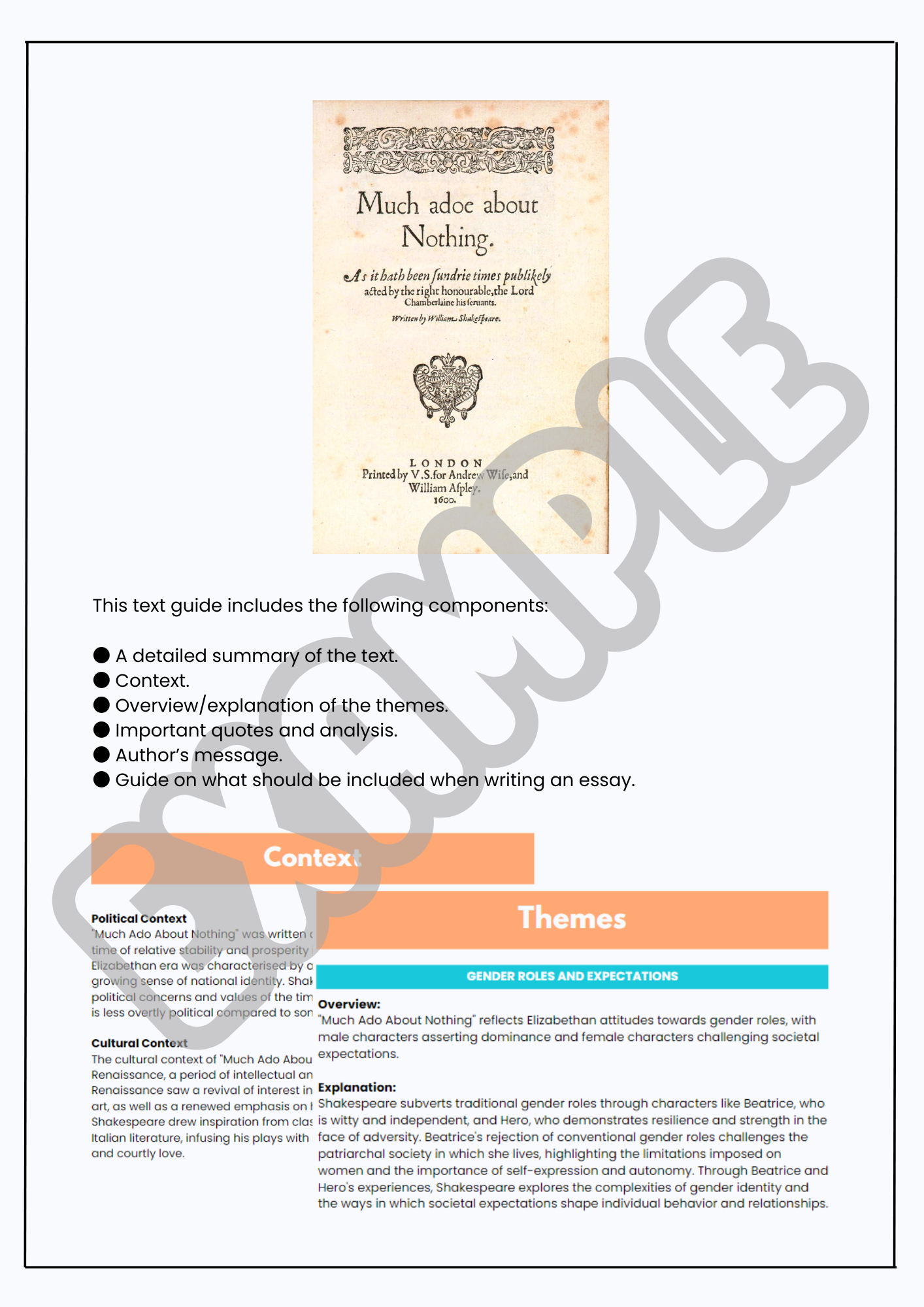Text Guide: Much Ado About Nothing