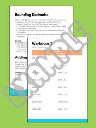 Decimals: Rounding, Adding, Subtracting & Multiplying