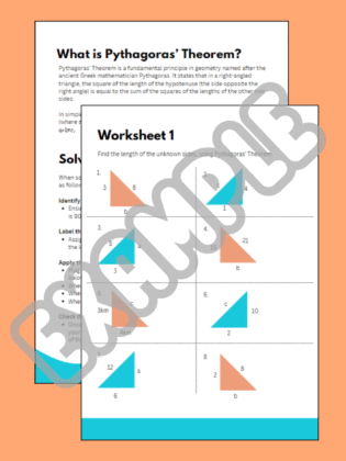 Year 9 Pythagoras' Theorem Worksheet Pack