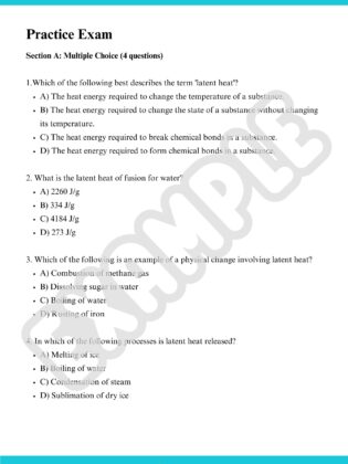Unit 2 AOS1 Latent Heat Practice Exam