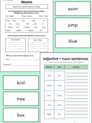 Nouns, Verbs and Adjectives Learning Pack